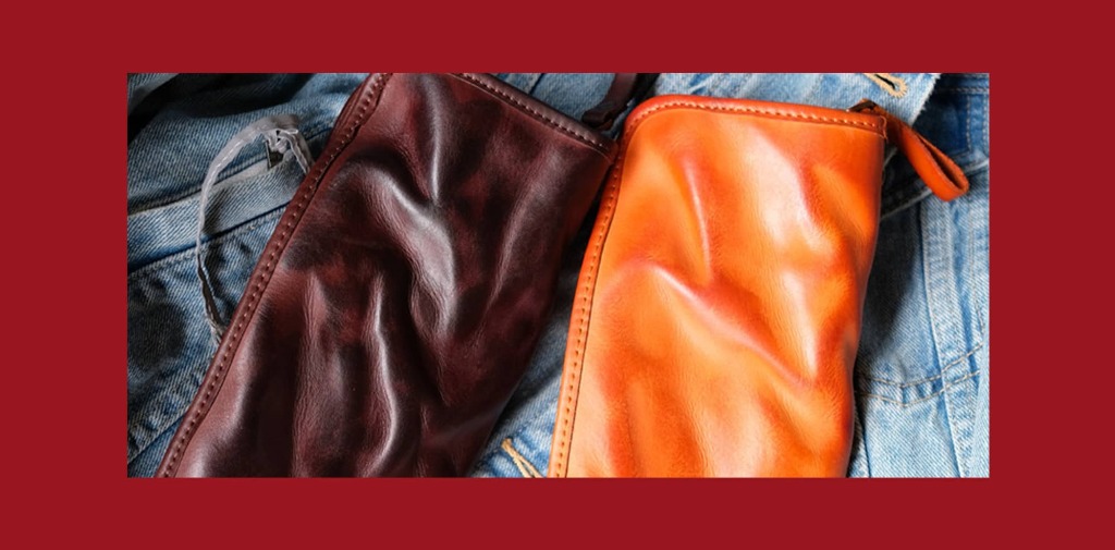 牛本革の財布色違い